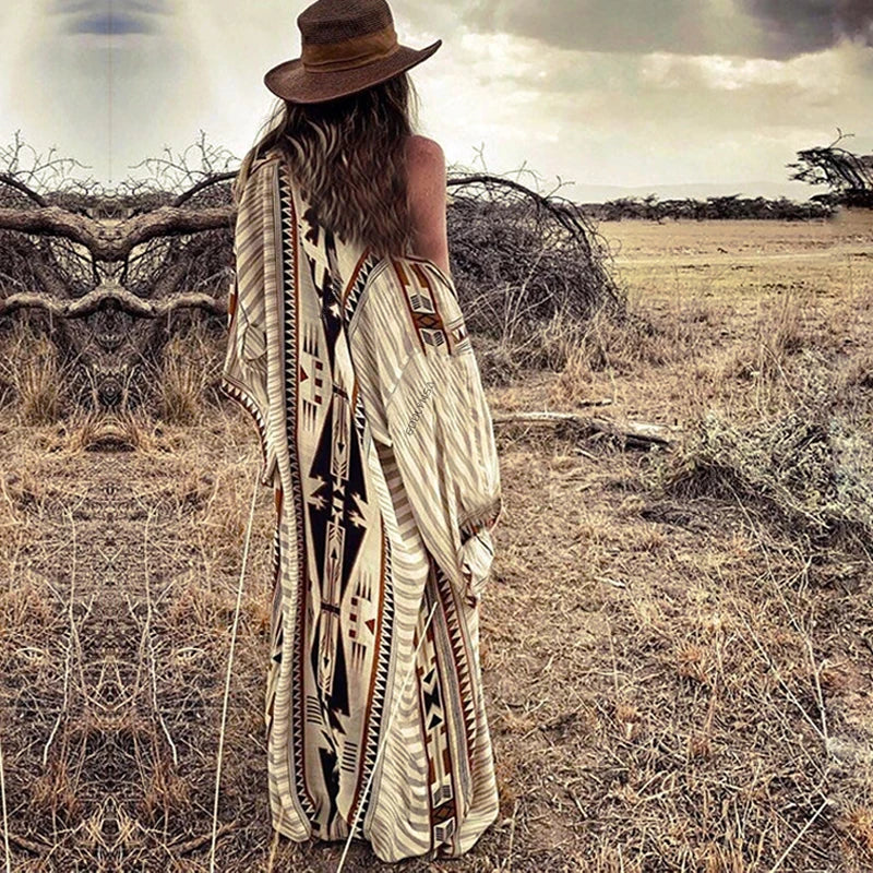 Bohemian Printed Kimono Dress