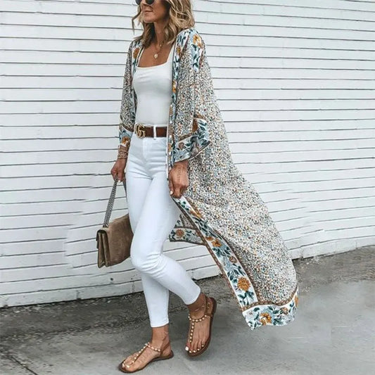 Bohemian Printed Kimono Dress