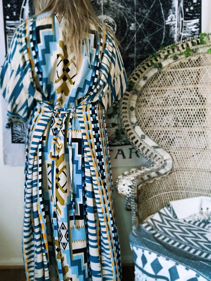Bohemian Printed Kimono Dress