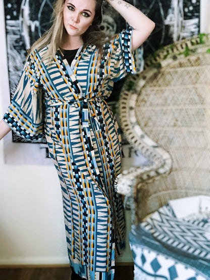 Bohemian Printed Kimono Dress
