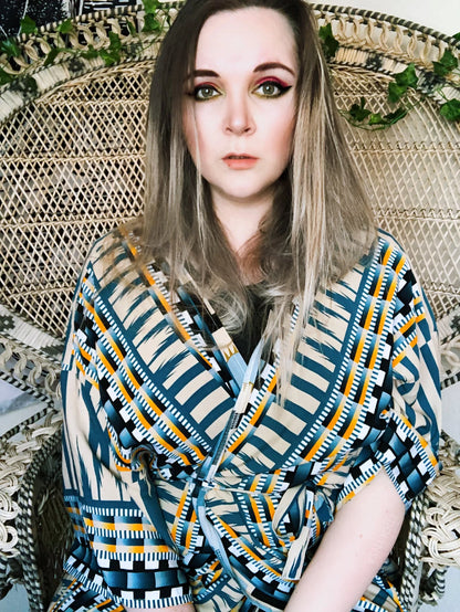 Bohemian Printed Kimono Dress
