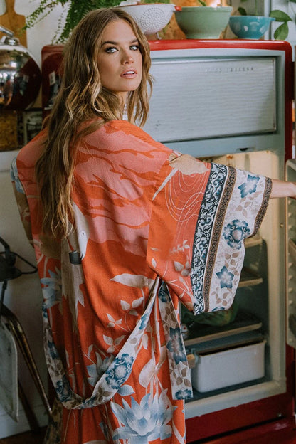 Bohemian Printed Kimono Dress
