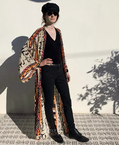 Bohemian Printed Kimono Dress
