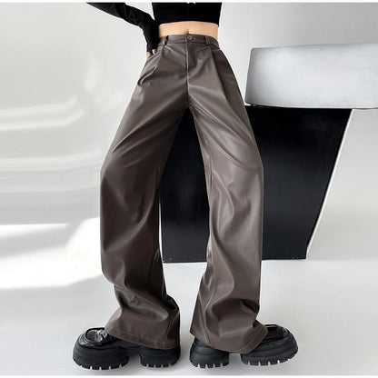 Pu Leather Loose wide leg Trousers