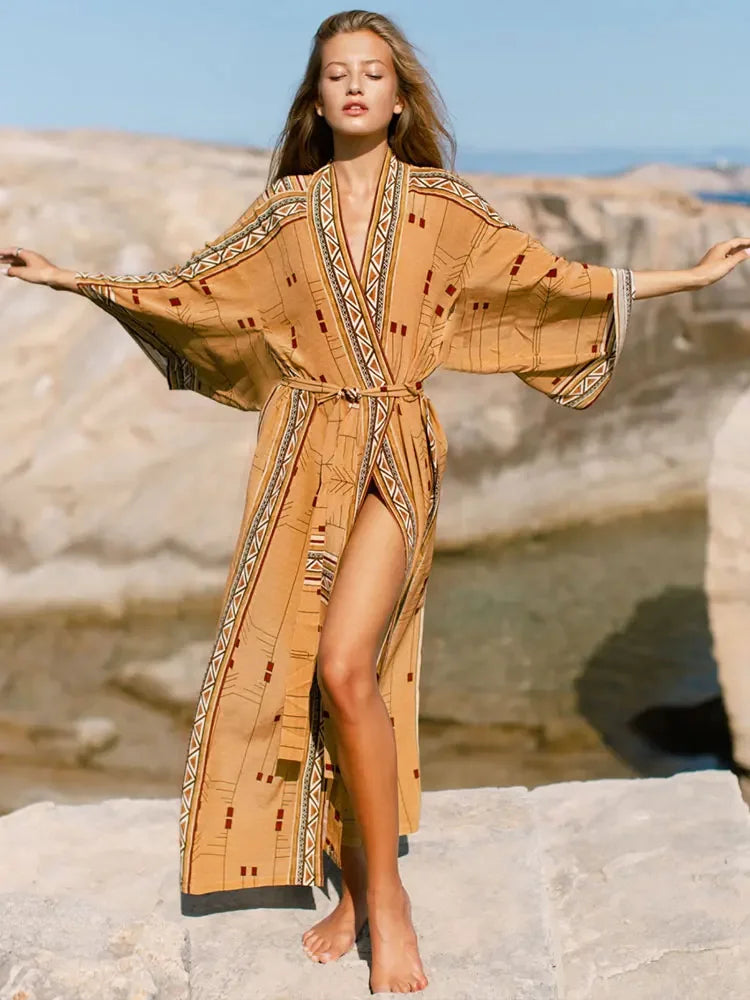 Bohemian Printed Kimono Dress
