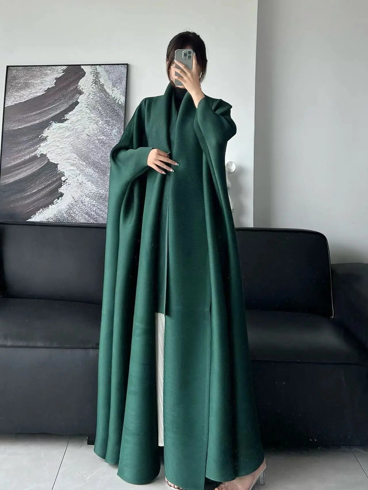 Pleated Loose  Trench Coat  Abaya