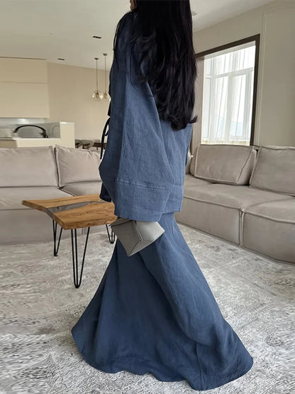 Loose Maxi Skirt Kimono Outfit