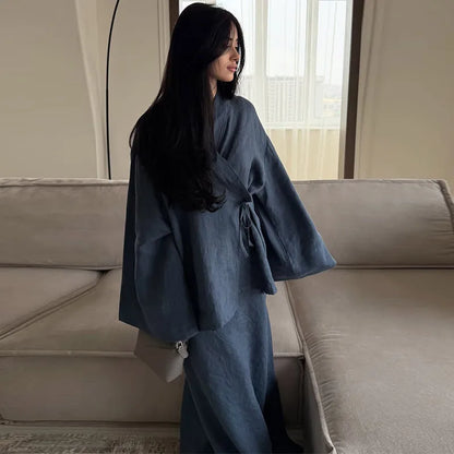 Loose Maxi Skirt Kimono Outfit