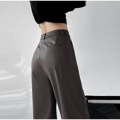 Pu Leather Loose wide leg Trousers