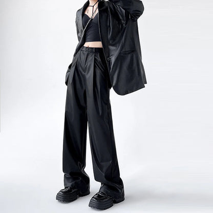 Pu Leather Loose wide leg Trousers