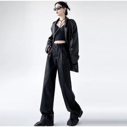 Pu Leather Loose wide leg Trousers