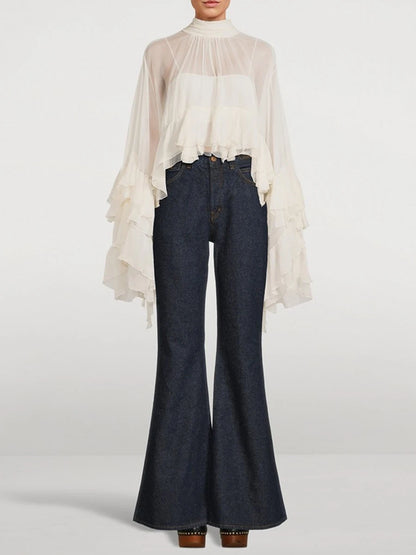 Ruffles Loose Blouses T Shirts