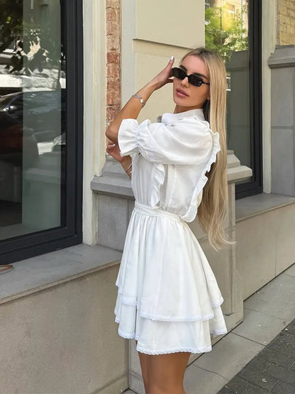 Ruffles short Sleeve Mini Dress