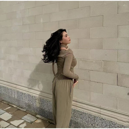 Tops Loose Elastic Wide Leg Pants Outfit