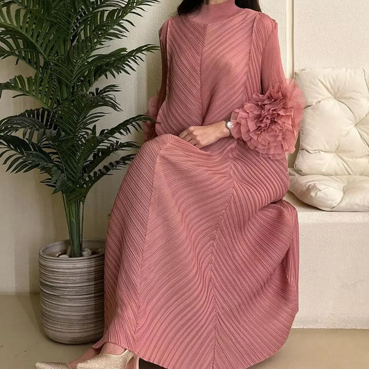 Maxi Dress Mesh Petal Sleeve