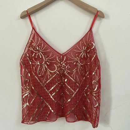 Sequins Short Loose Camisole Top