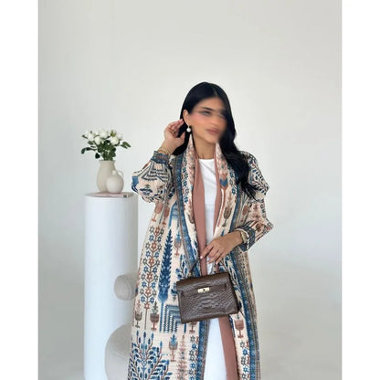 Trench Coat Printed  Luxury Abaya
