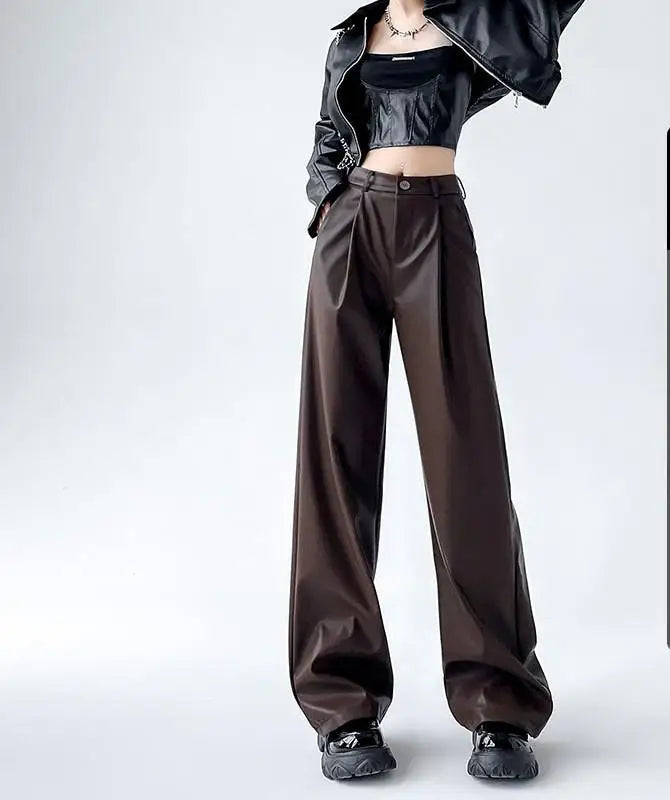 Pu Leather Loose wide leg Trousers