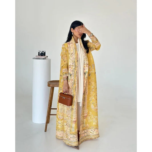 Trench Coat Printed  Luxury Abaya