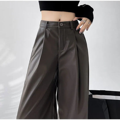 Pu Leather Loose wide leg Trousers