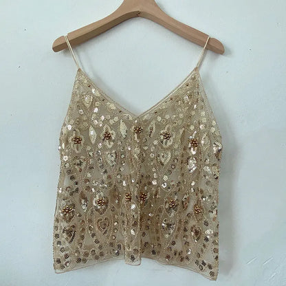 Sequins Short Loose Camisole Top