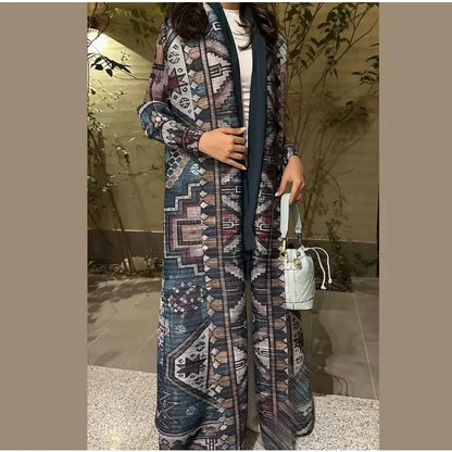 Trench Coat Printed  Luxury Abaya