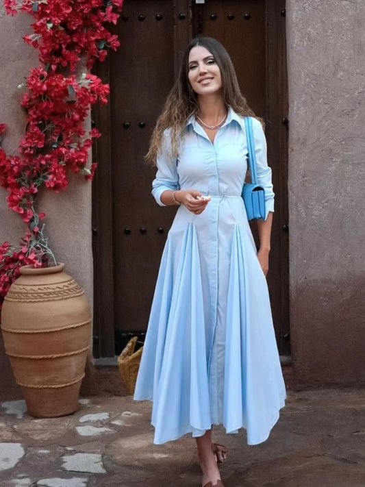 Solid Shirt Skirt Sets