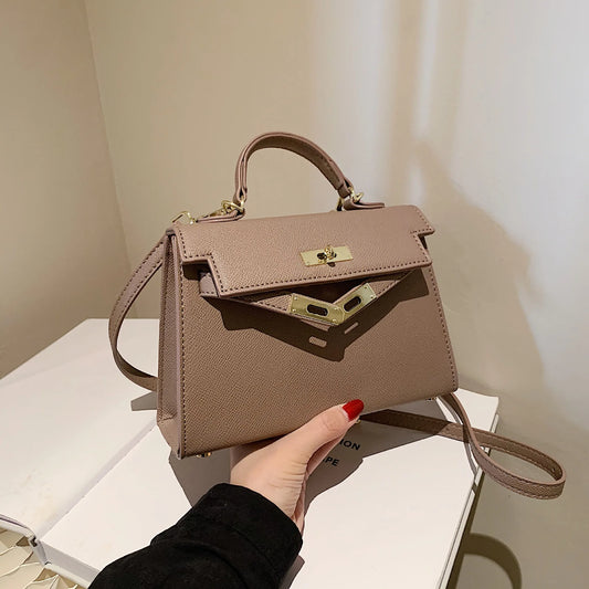 Lock-Flap Shoulder Handbag