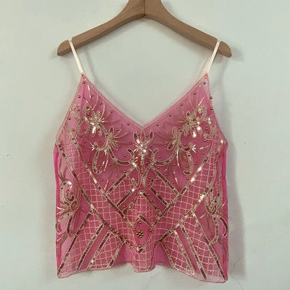 Sequins Short Loose Camisole Top