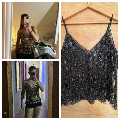 Sequins Short Loose Camisole Top