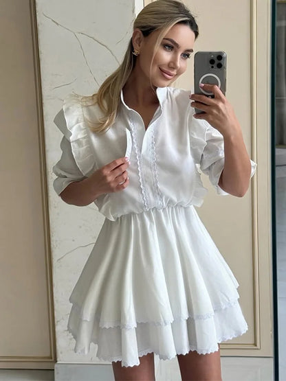 Ruffles short Sleeve Mini Dress