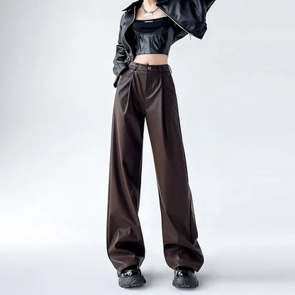 Pu Leather Loose wide leg Trousers