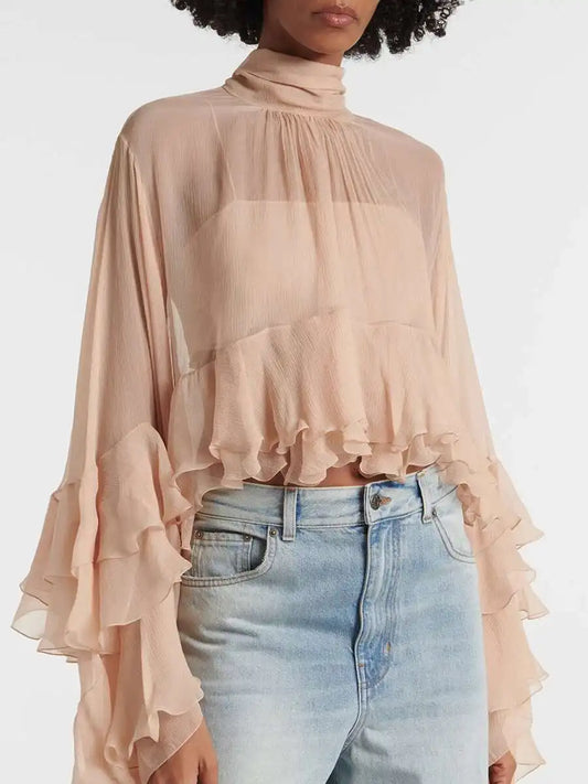 Ruffles Loose Blouses T Shirts