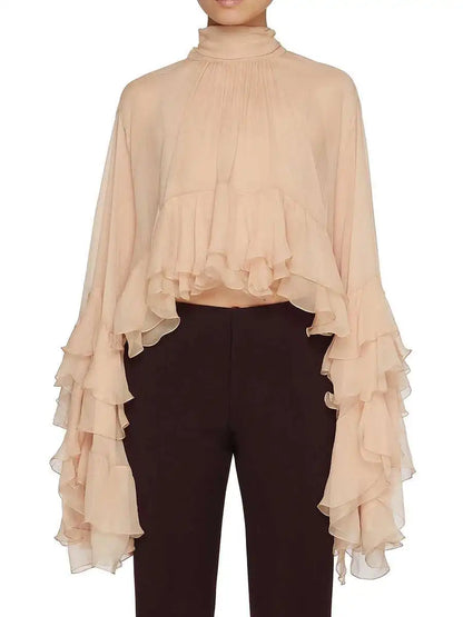 Ruffles Loose Blouses T Shirts
