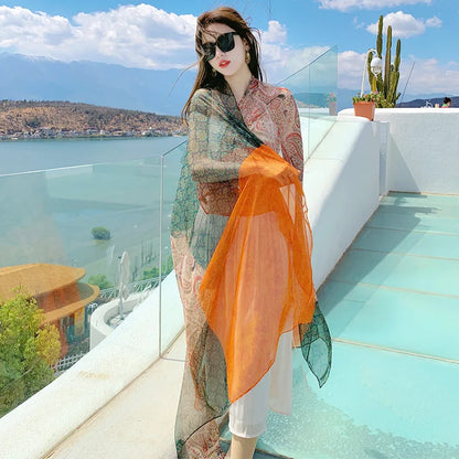 Thin Transparent Sunscreen Scarf  Large Shawl Sarong