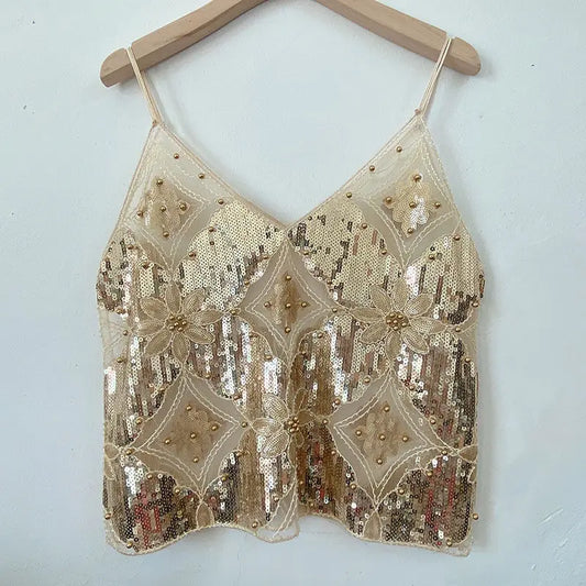 Sequins Short Loose Camisole Top