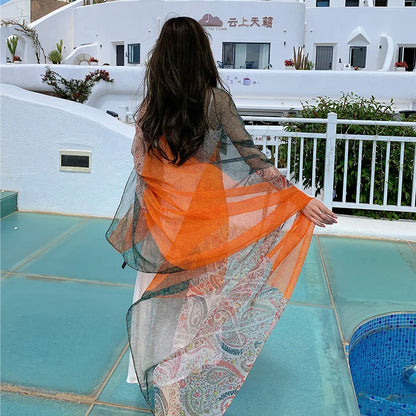 Thin Transparent Sunscreen Scarf  Large Shawl Sarong