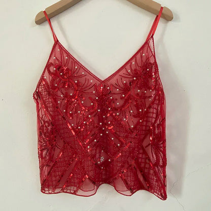 Sequins Short Loose Camisole Top