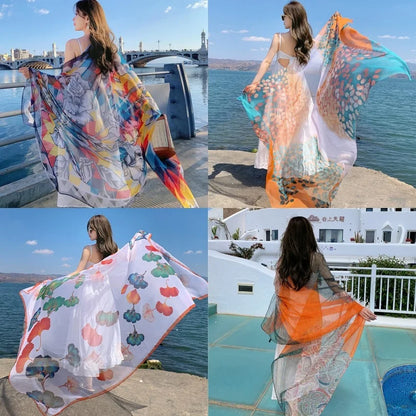 Thin Transparent Sunscreen Scarf  Large Shawl Sarong