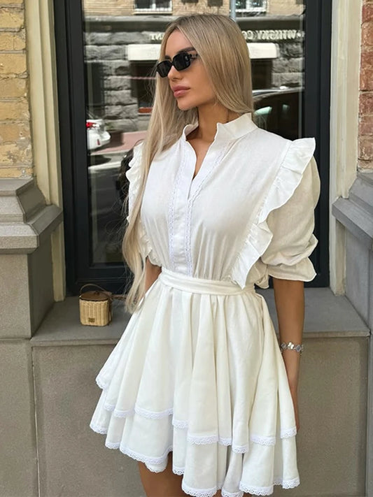 Ruffles short Sleeve Mini Dress