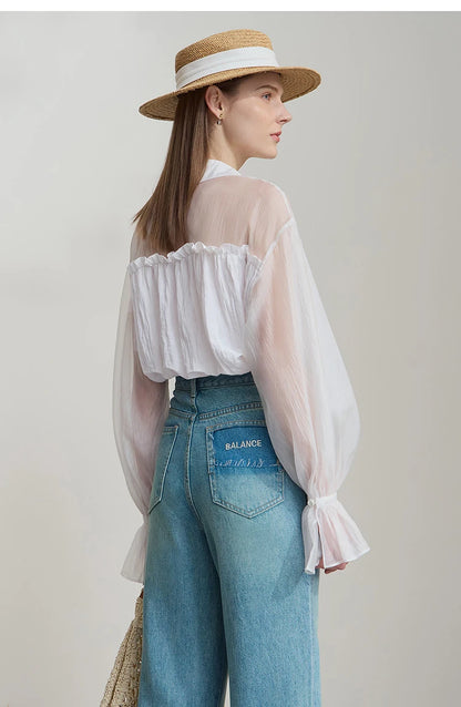 Sleeves Chiffon Shirt