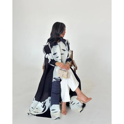 Trench Coat Printed  Luxury Abaya