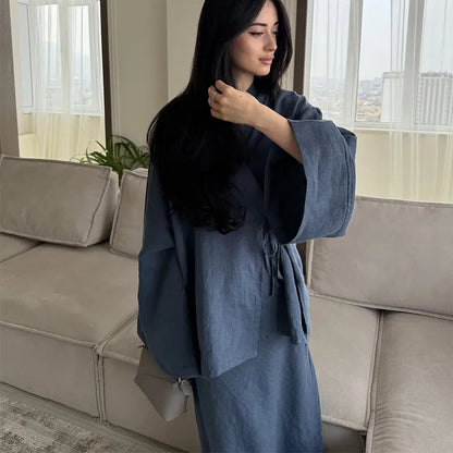 Loose Maxi Skirt Kimono Outfit