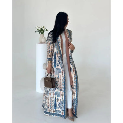 Trench Coat Printed  Luxury Abaya