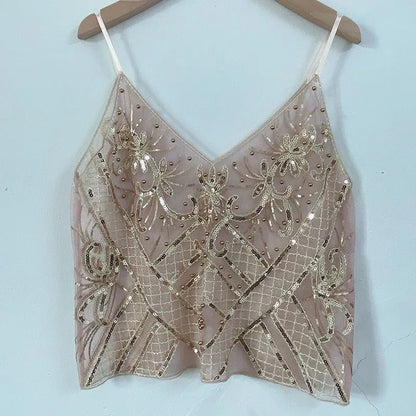 Sequins Short Loose Camisole Top