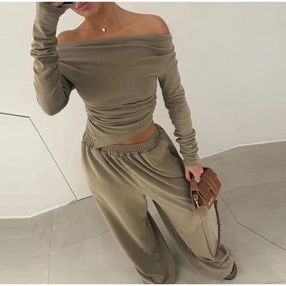 Tops Loose Elastic Wide Leg Pants Outfit